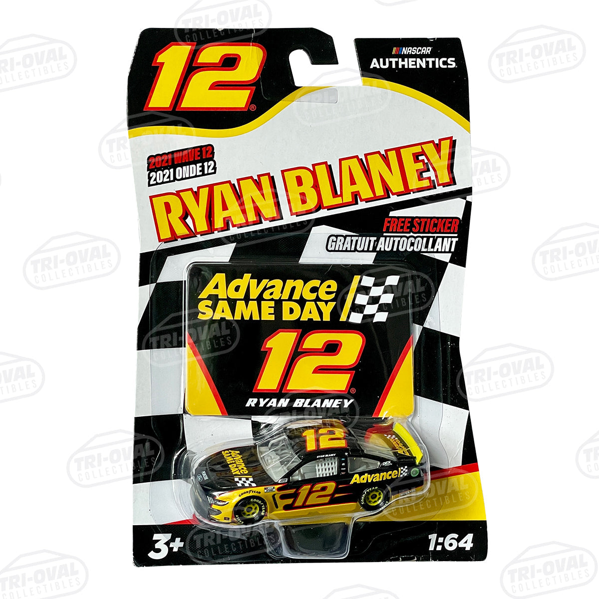 Ryan Blaney 2021 Wave 12 NASCAR Authentics 1 64 Die cast Tri